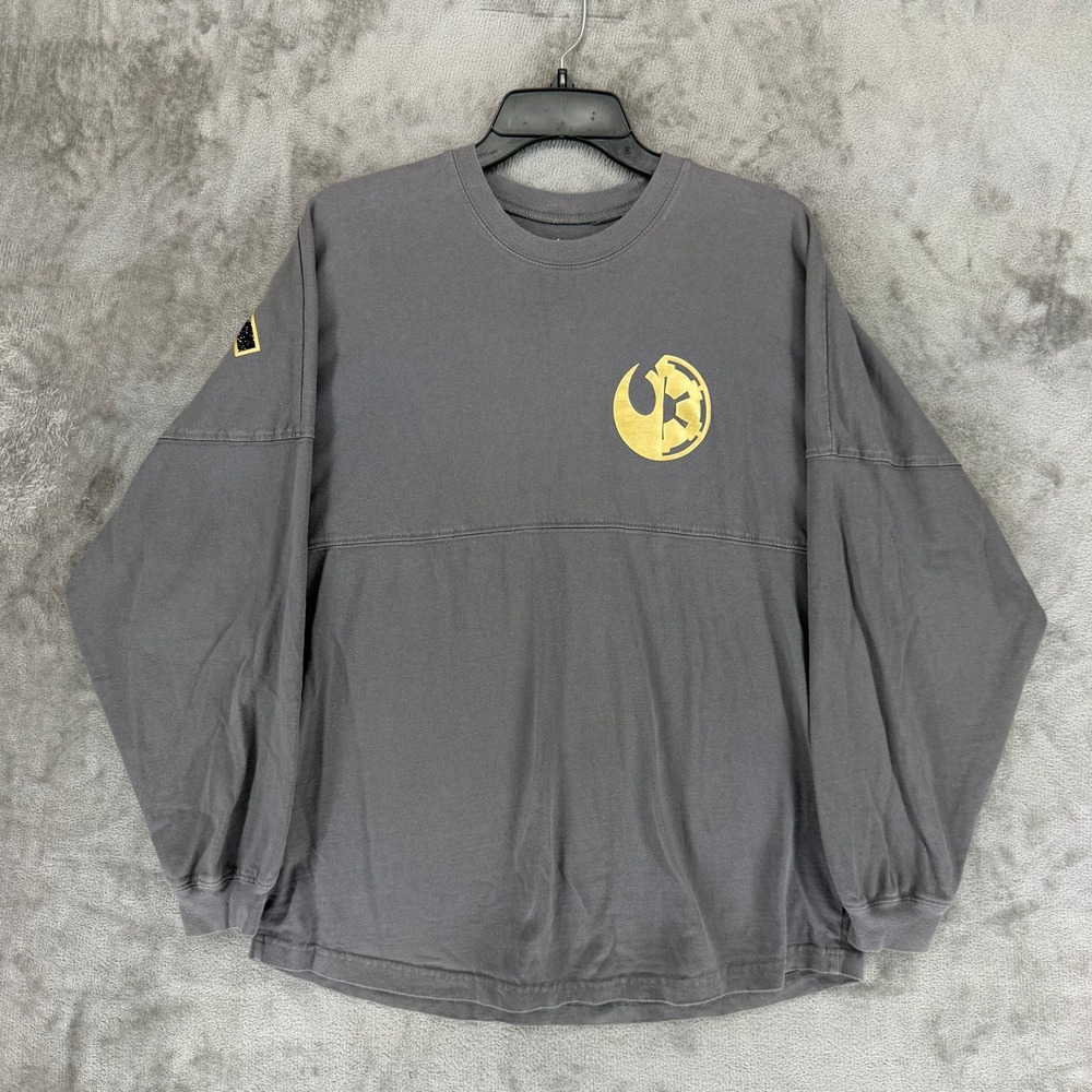 Disney Parks Star Wars Spirit Jersey Gray Galaxy Puff Print Long Sleeve Mens M